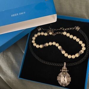 Heidi Daus Art Deco Style Formal Casual Double Necklace Pendant Statement NWT